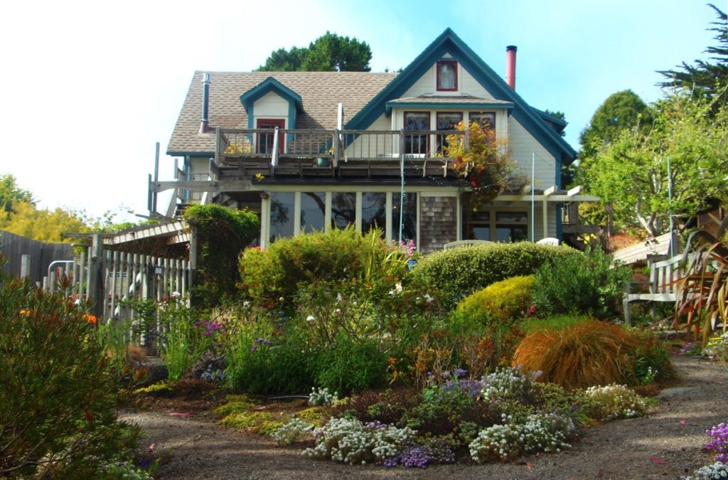 Backyard gardens at Alegria Oceanfront Inn & Cottages