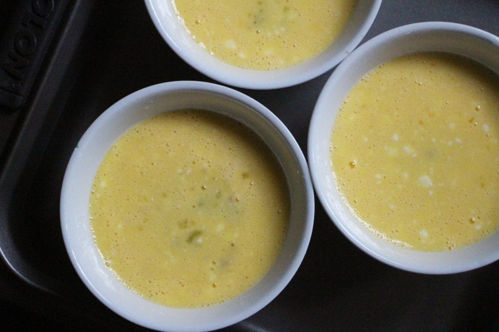 Pour the eggs over the top of the other ingredients